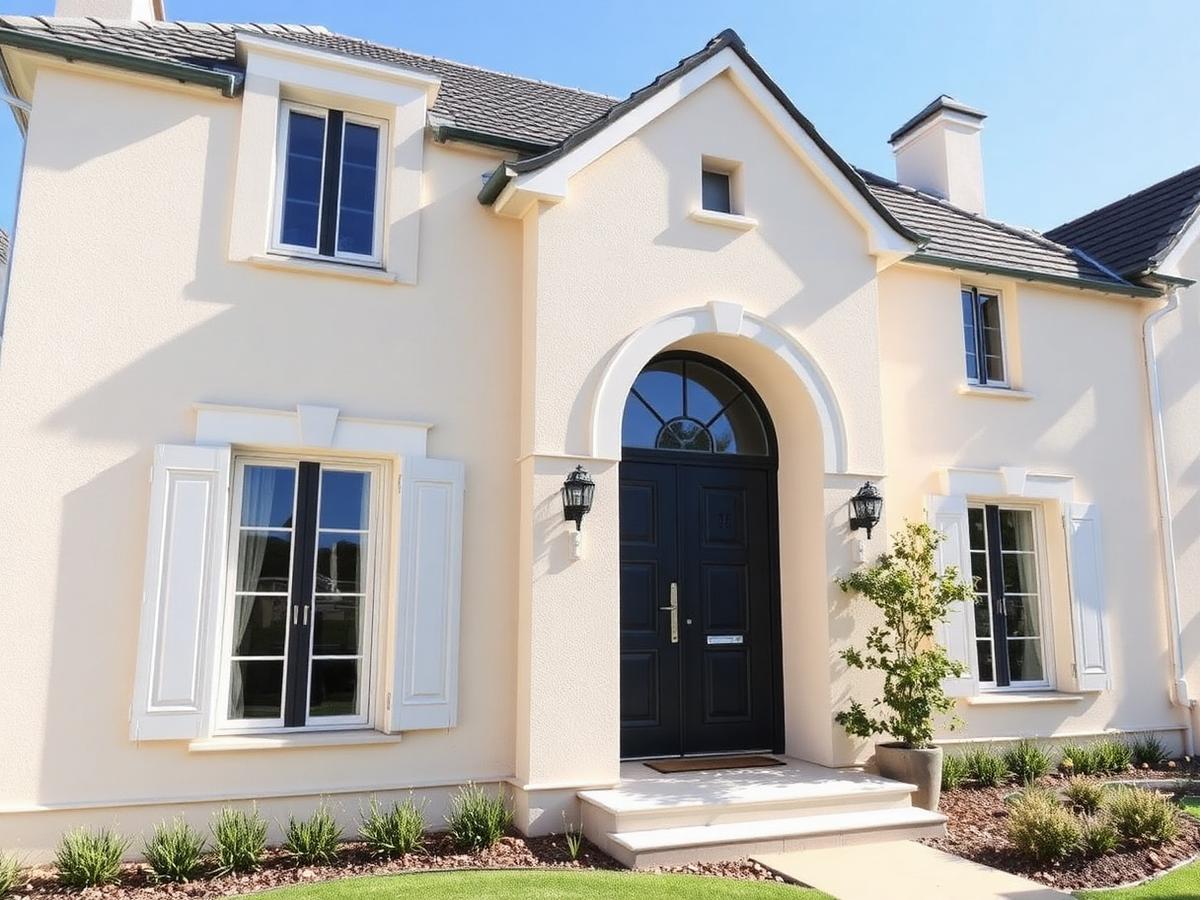 Façade de maison rénovée et repeinte après ravalement à Aubessagne